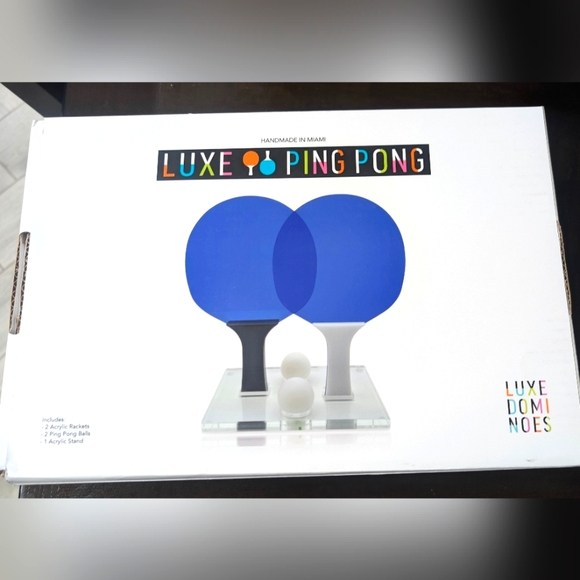 Luxe DominoesLuxe Ping Pong Set in Neon Blue - Picture 1 of 6